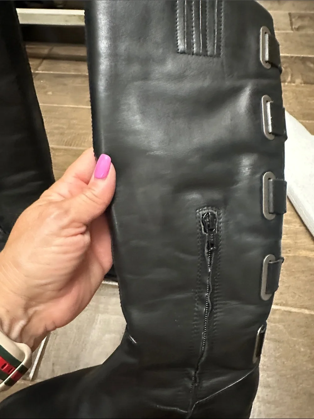 Arturo Chiang Black Over-the-Knee Buckle Riding Boots